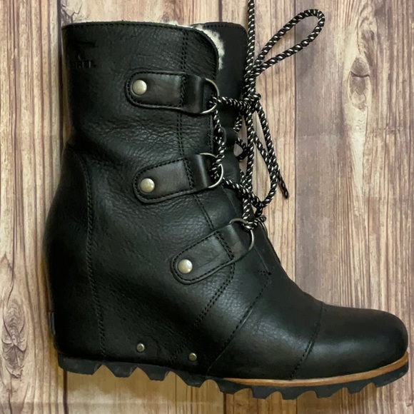 Sorel Joan of Arctic Wedge Shearling Boot in Black - Picture 3 of 13